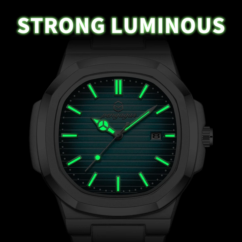 Neue Luxus Militär-Herrenuhr Quadratisch Wasserdicht Leuchtend Datum Woche 4