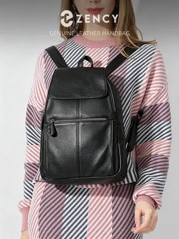 Zency Stilvoller Damen-Rucksack aus Echtem Leder in Weiß