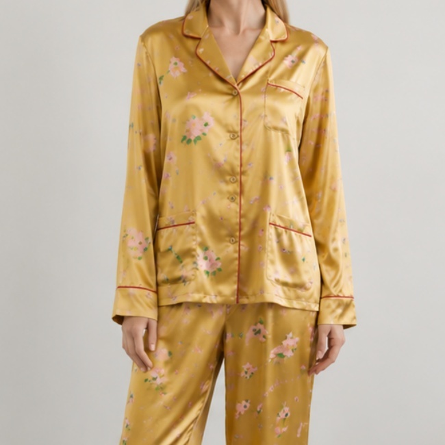 Long Sleeve Printed Silky Satin Pajama 3