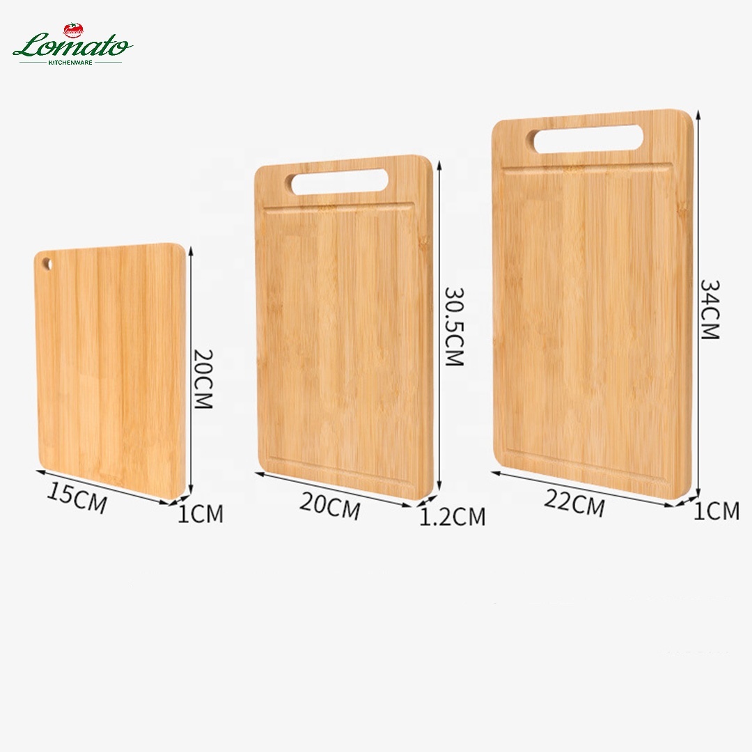 Solid Wood 3-Piece Cutting Board Set with Handle 2
