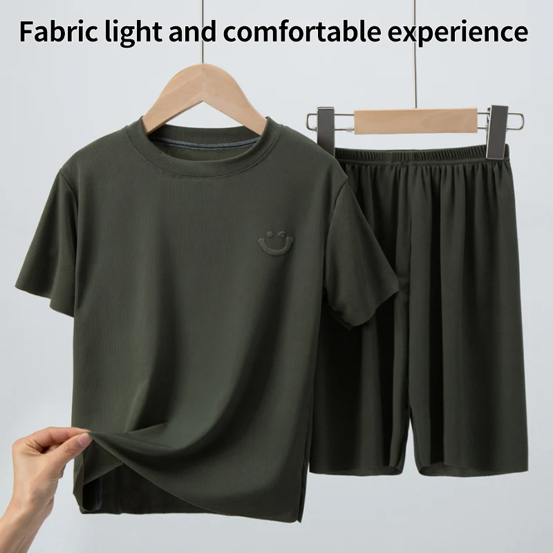 Kinder-Pyjama aus Eisseide Sommerliche Dünne Kurzarm-Shorts 2-Teiliges Set 2