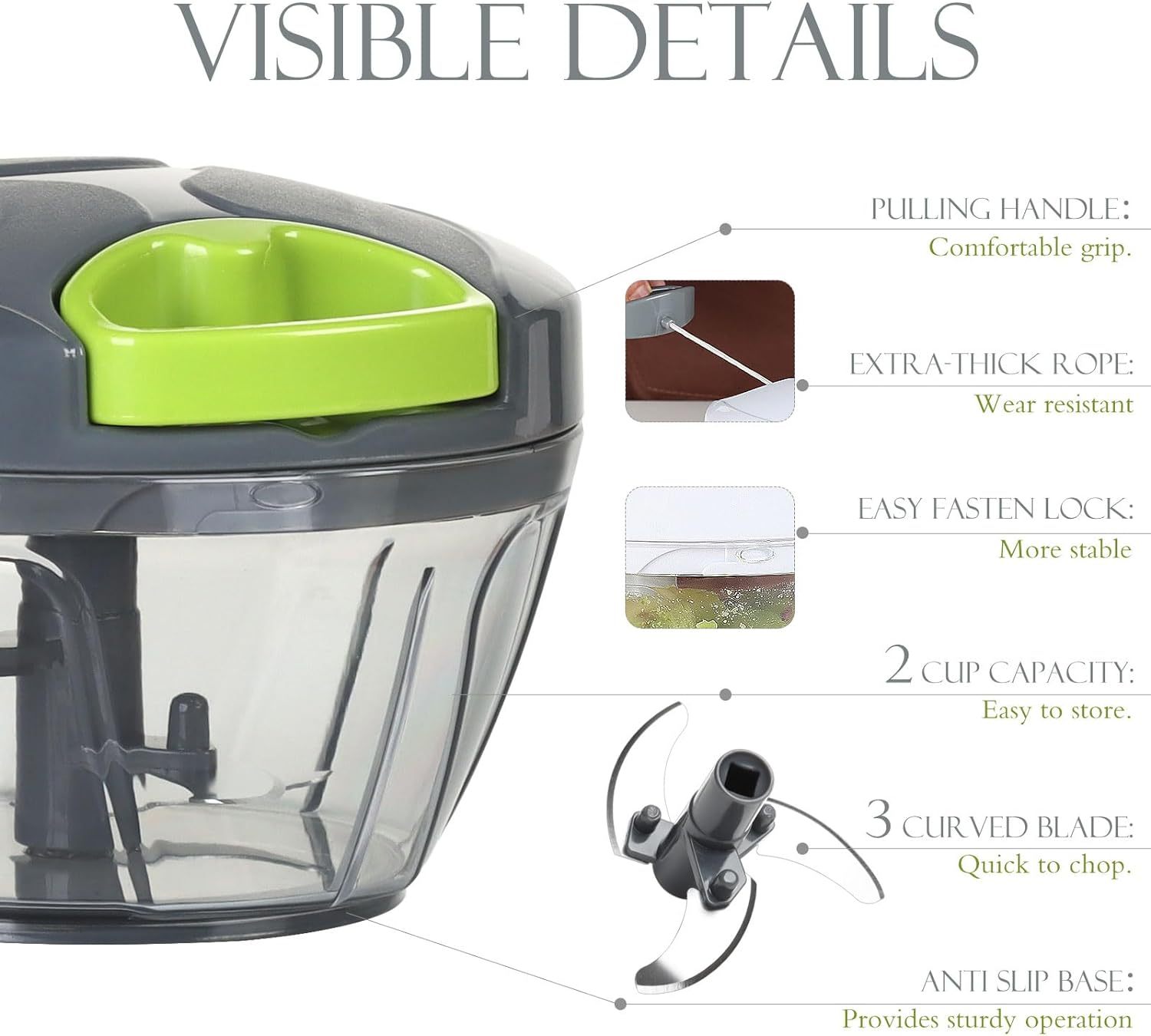 500ml Manual Chopper with Pull Cord 3