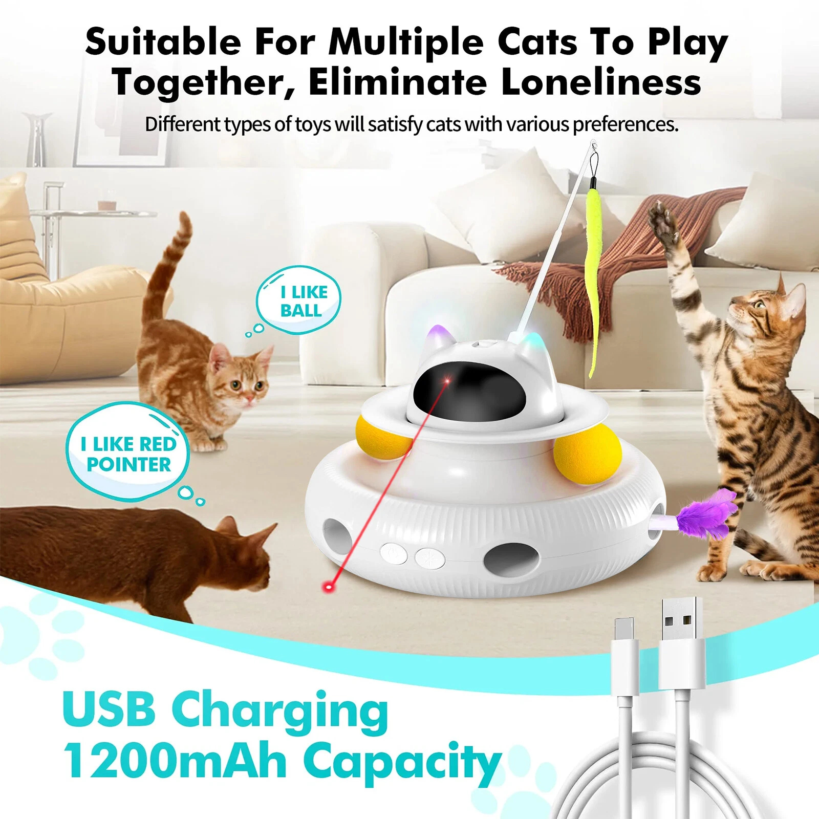 4-in-1 Interaktives Katzenspielzeug mit Laserpointer 4