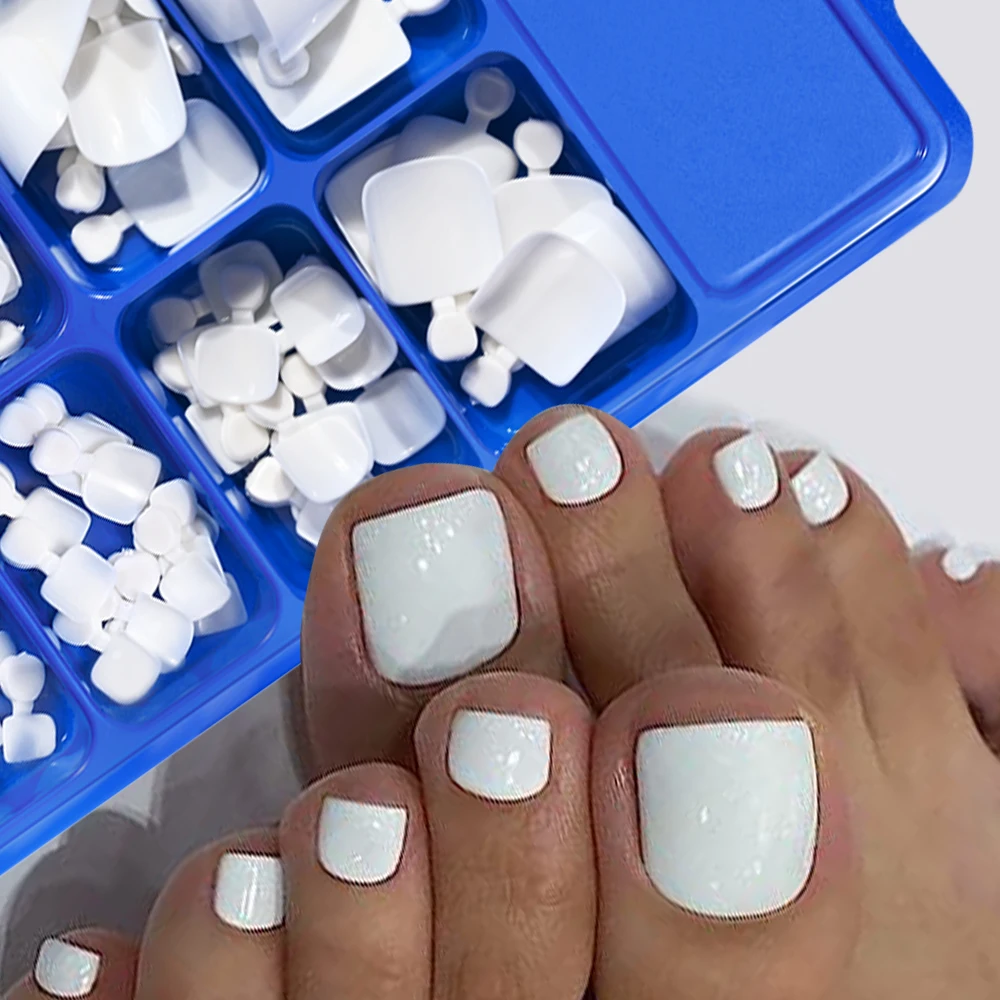 Short White Press-On Toenails, 100 Pack 3