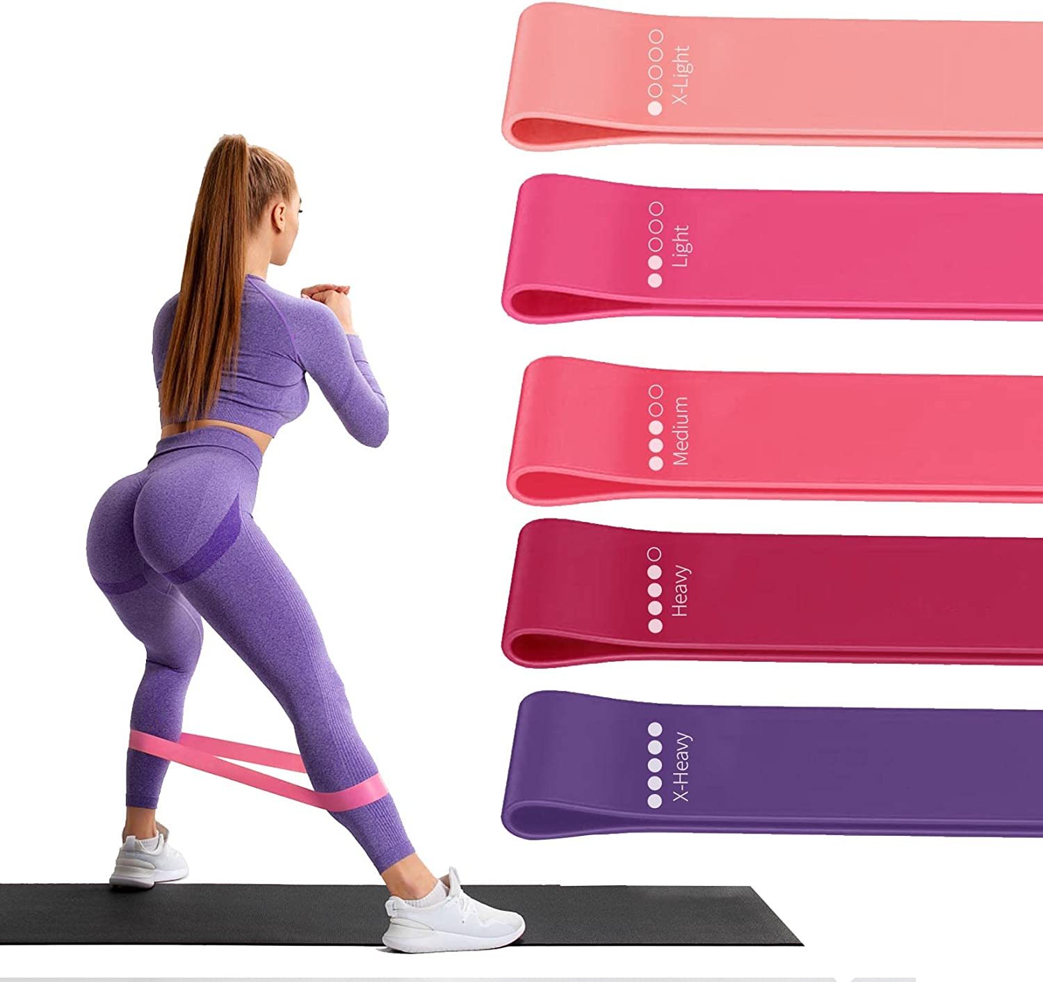 Set of 5 Resistance Loop Exercise Bands With