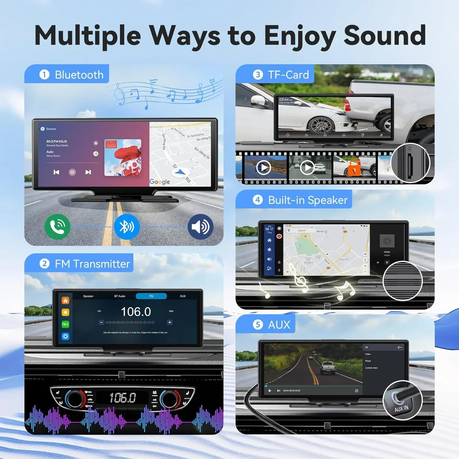 10 26 Zoll Auto-Spielbildschirm Kabelloses CarPlay und Android 4