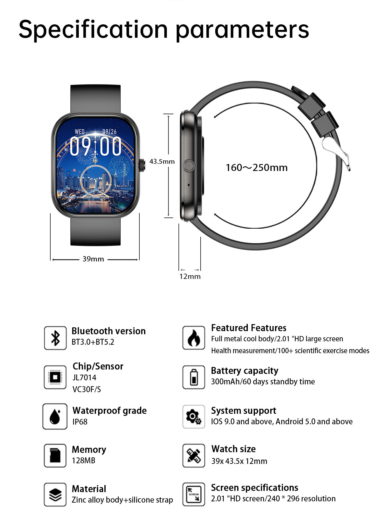 Fashion Bt Calls Smart Watch Android IOS Waterproof 4