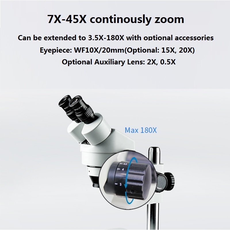 BD-45T1 7X-45X Mobile Repair Trinocular Stereo Microscope With 4