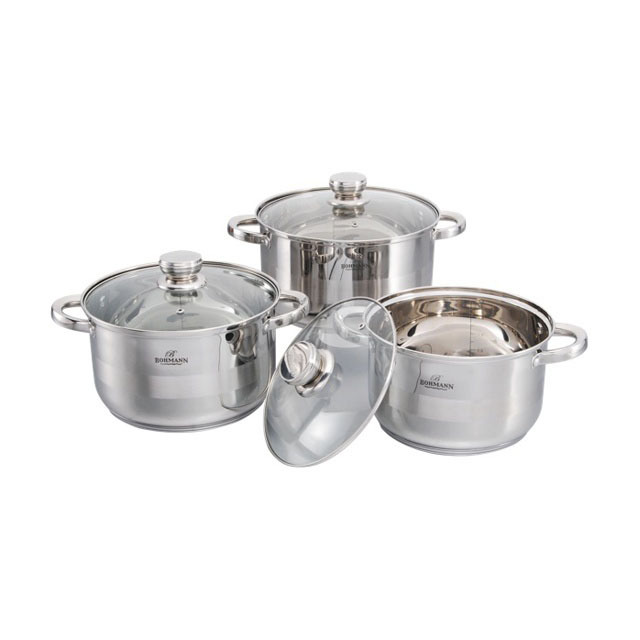 6-Piece Stainless Steel Cookware Set Removable Handle 4