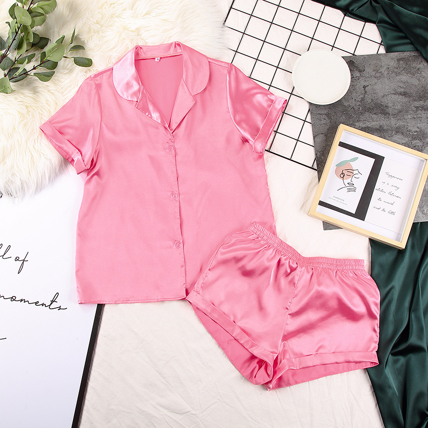 Women's Short Sleeve Satin Pajama Set 4