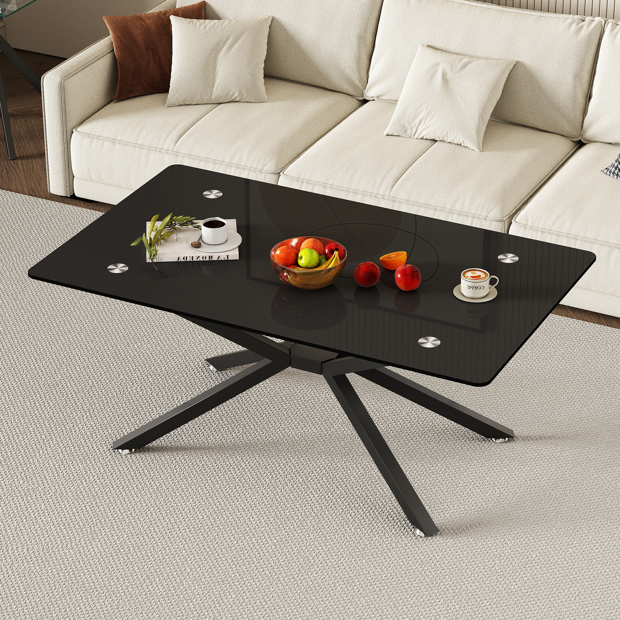 39.37 Rectangle Clear Glass Coffee Table Stylish Design 4