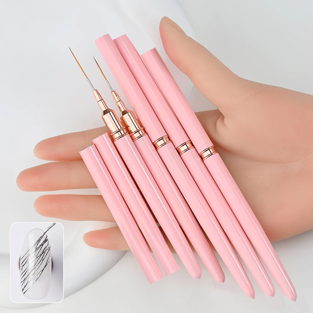 Ultra-Thin Pink French Nail Art Liner Brushes 4