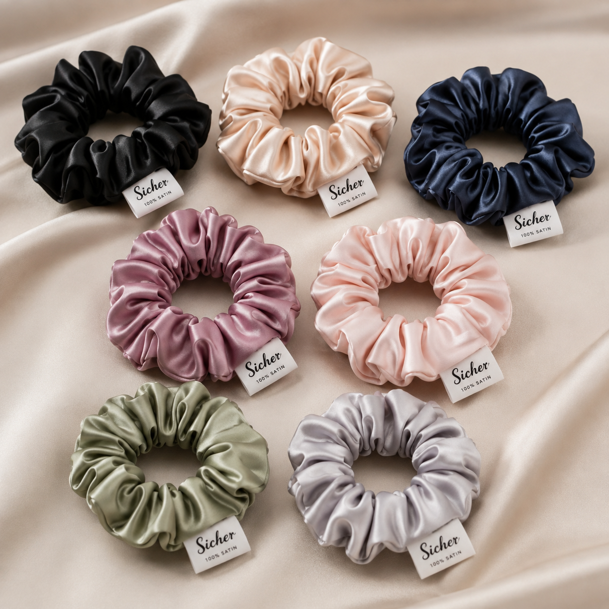 Girls Silk-Feel Hair Ties Satin Scrunchies