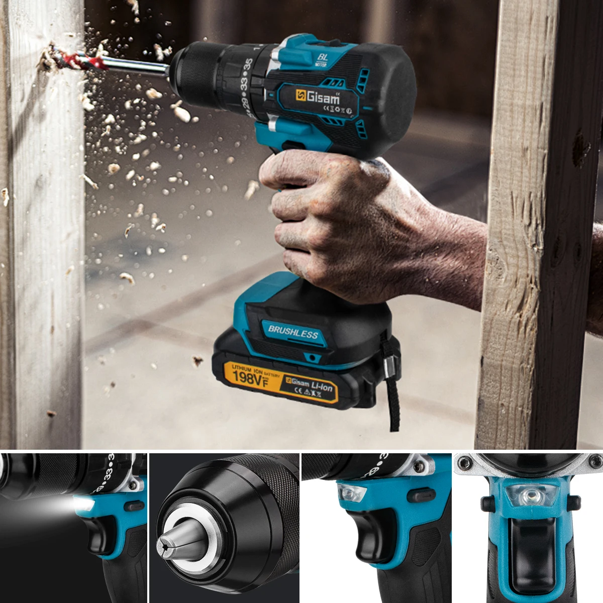 Brushless 13mm Cordless Drill Driver 35+3 Nm 2