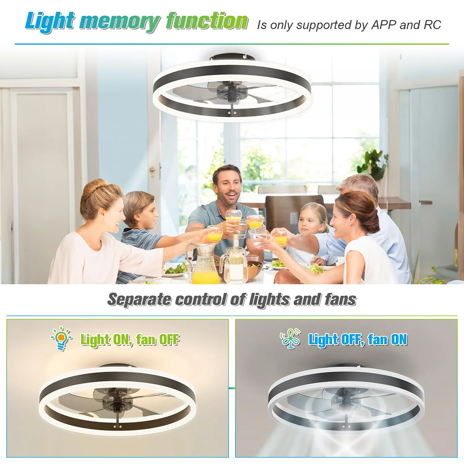 Quiet Dimmable LED Ceiling Fan with Light 3
