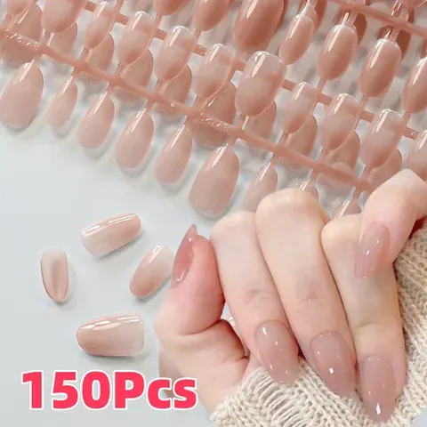 Nude Gradient Short Almond Press On Nails
