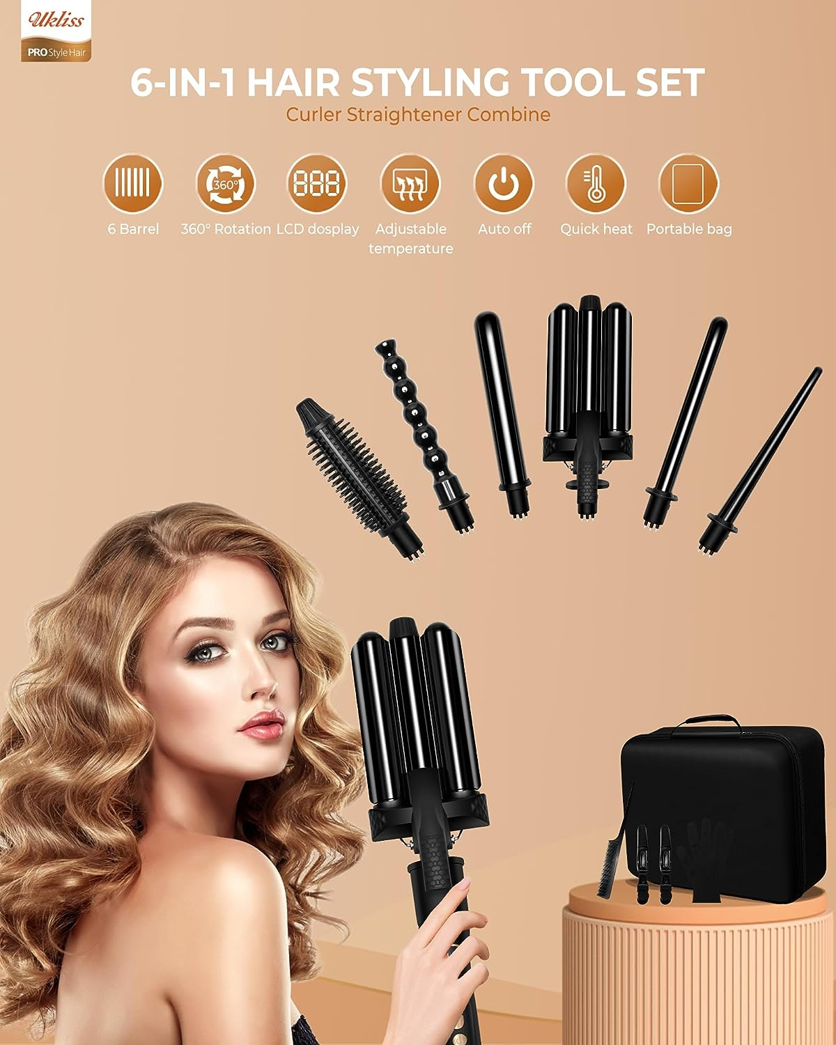 Interchangeable Multi-function Curler Triple Barrels Curling Iron Wand 4