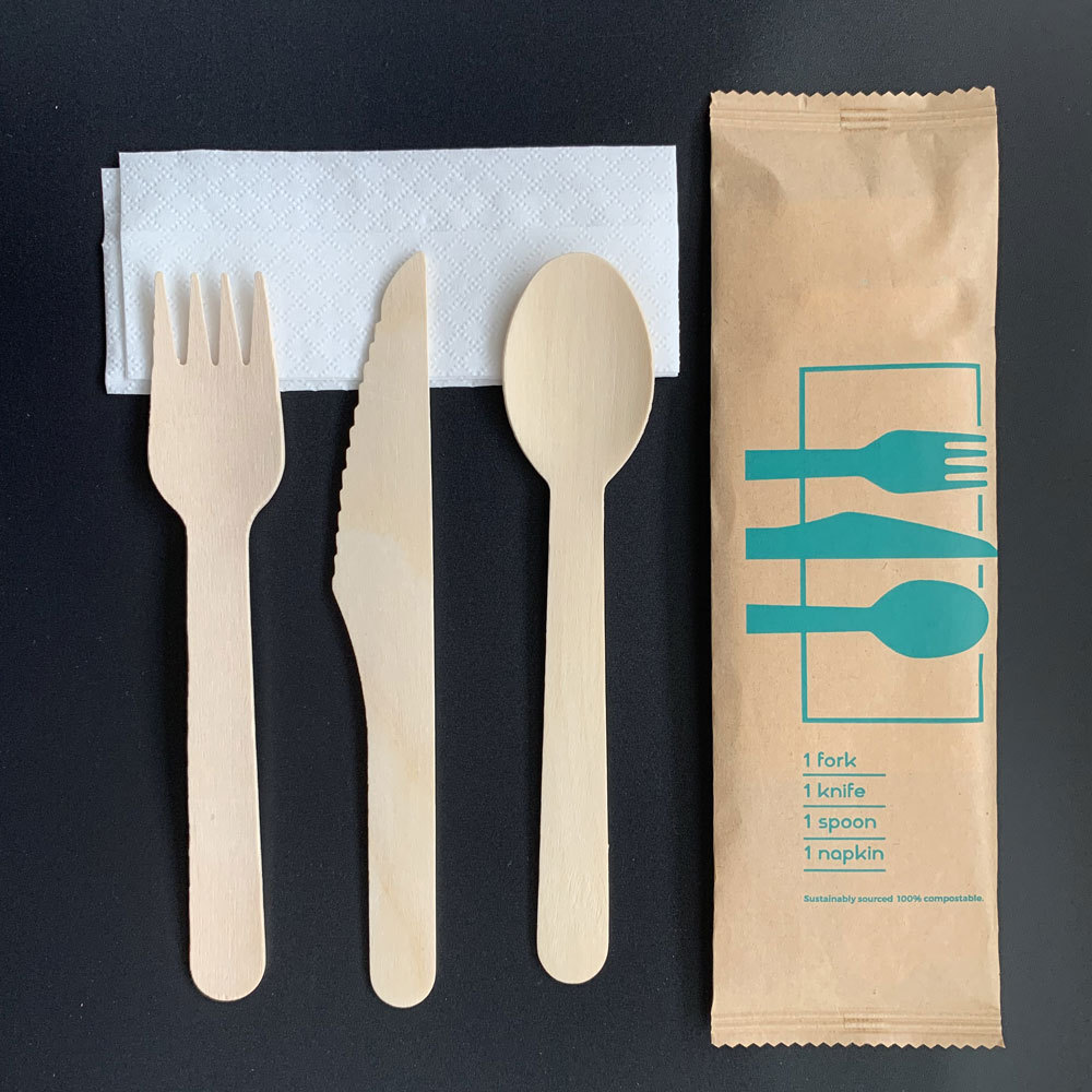 Restaurant Disposable Bamboo Cutlery Set 3