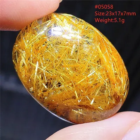Natural Gold Rutilated Quartz Oval Pendant Necklace