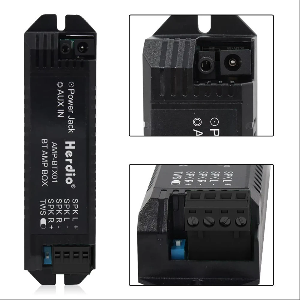 Herdio 2-Kanal-Heimverstärker Audio Bluetooth Aux Mini-Verstärker für Badezimmer-Wand- 4