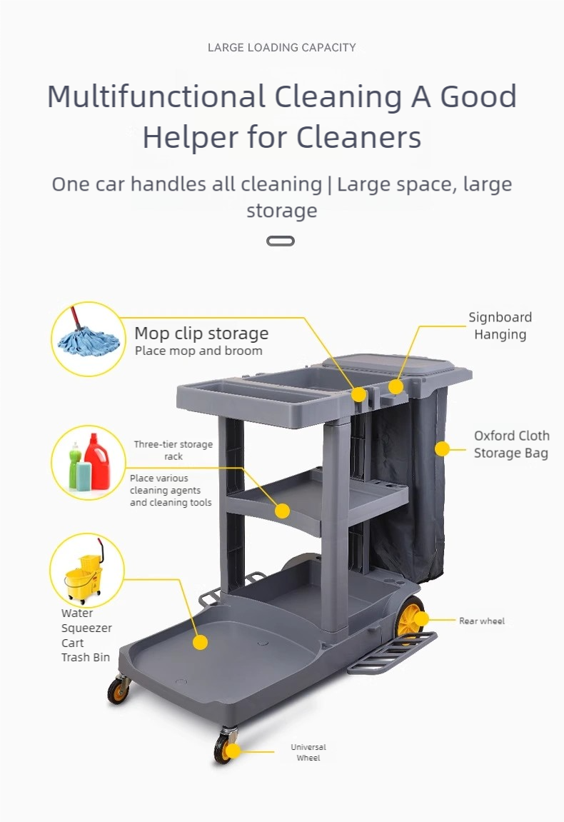 Wasserdichter 3-Etagen-Housekeeping-Reinigungswagen 3