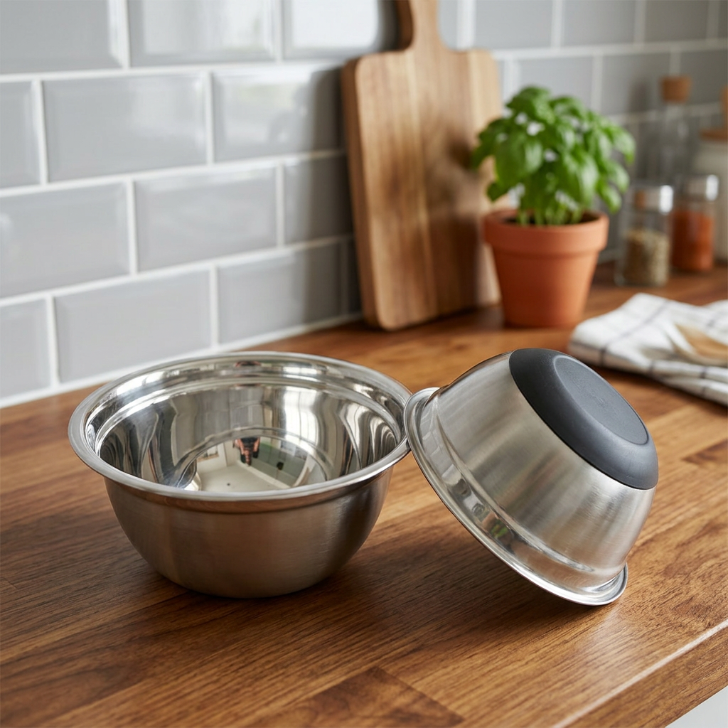 Stainless Steel Salad Bowl Set with Silicone Base 3