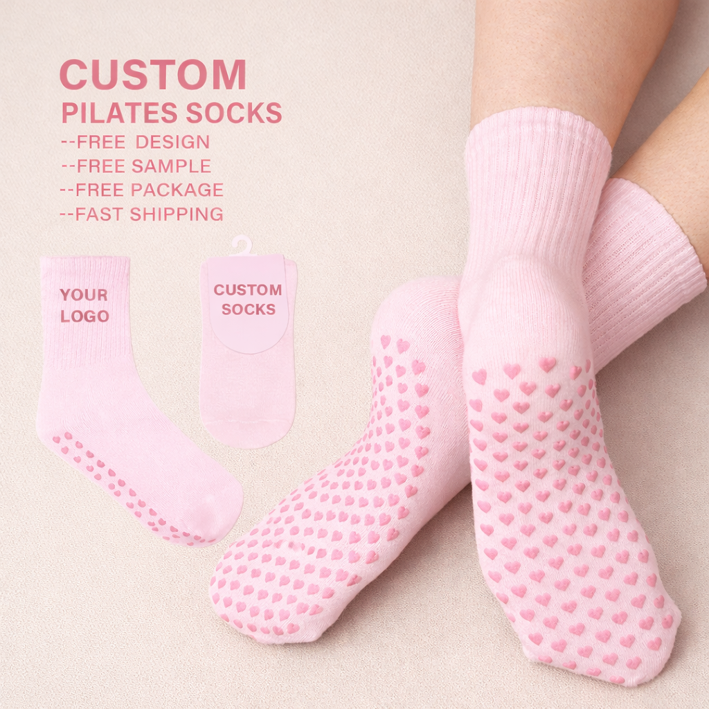 Knitted Embroidered Grip Socks for Women