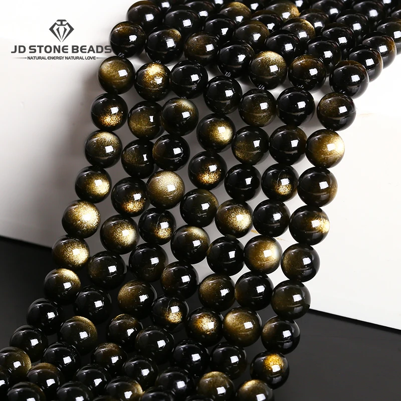 Glossy Black Natural Obsidian Beads, 4–12 mm 2