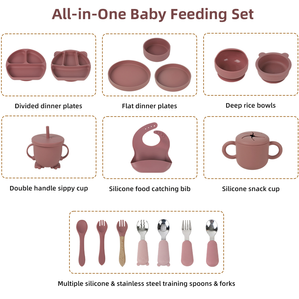 18-teiliges Baby Fütterungsset aus Silikon 3