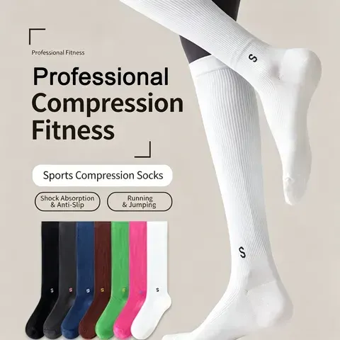 Professionelle Sport-Kompressions-Wadensocken für Damen Atmungsaktive Drucksocken Laufen Seilspringen