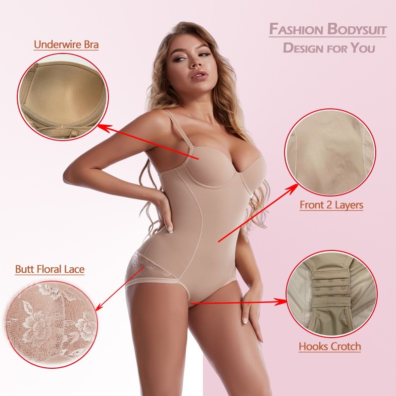 Lace Shapewear Bodysuit with Built-In Bra 3