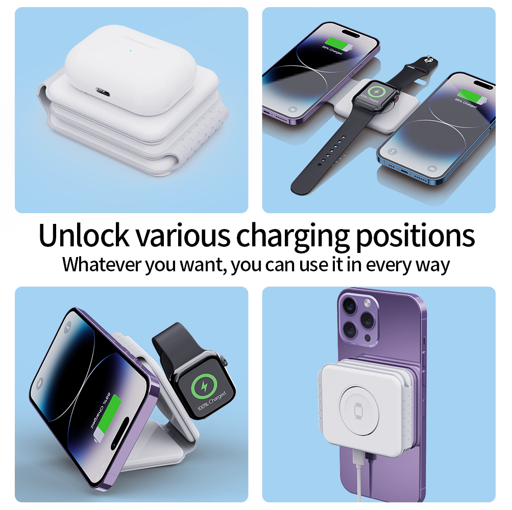 Foldable 3-in-1 Wireless Charging Station 15W 4