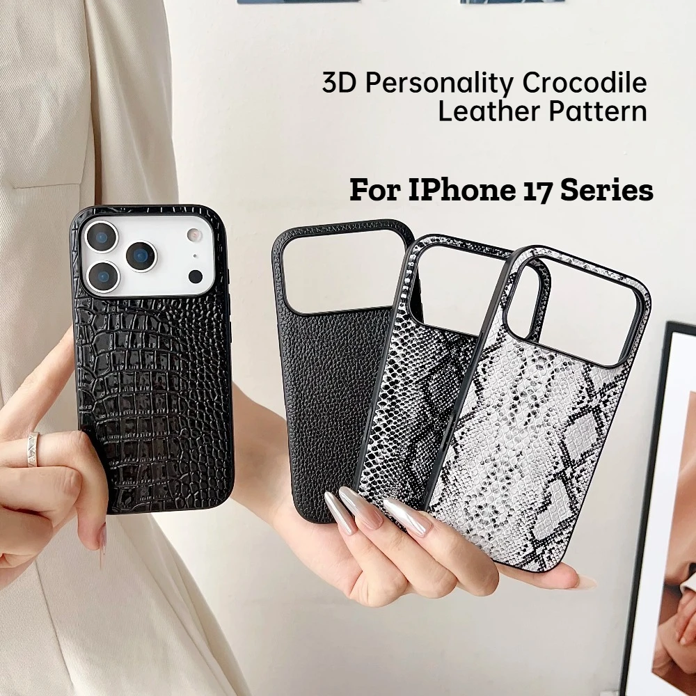 Schlangen-Lichi-Muster Leoparden-Print PU-Lederhülle für iPhone 18 17 Air 2