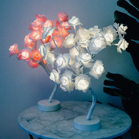 Rose Flower LED Table Lamp Bonsai