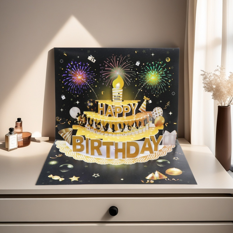 Light Music Up Card Gift Cake Happy Birthday