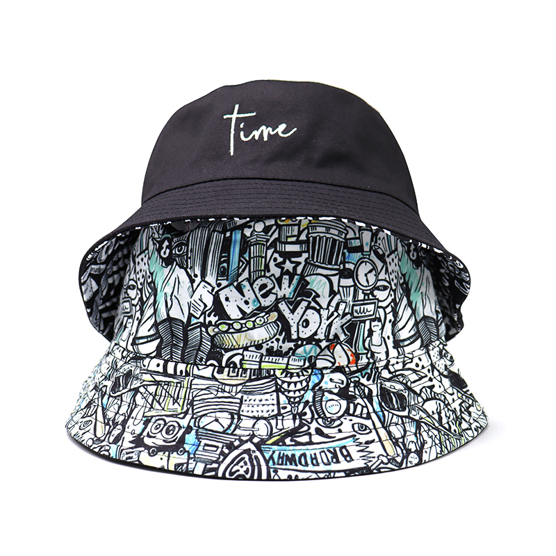 Reversible Cotton Embroidered Bucket Hat 4
