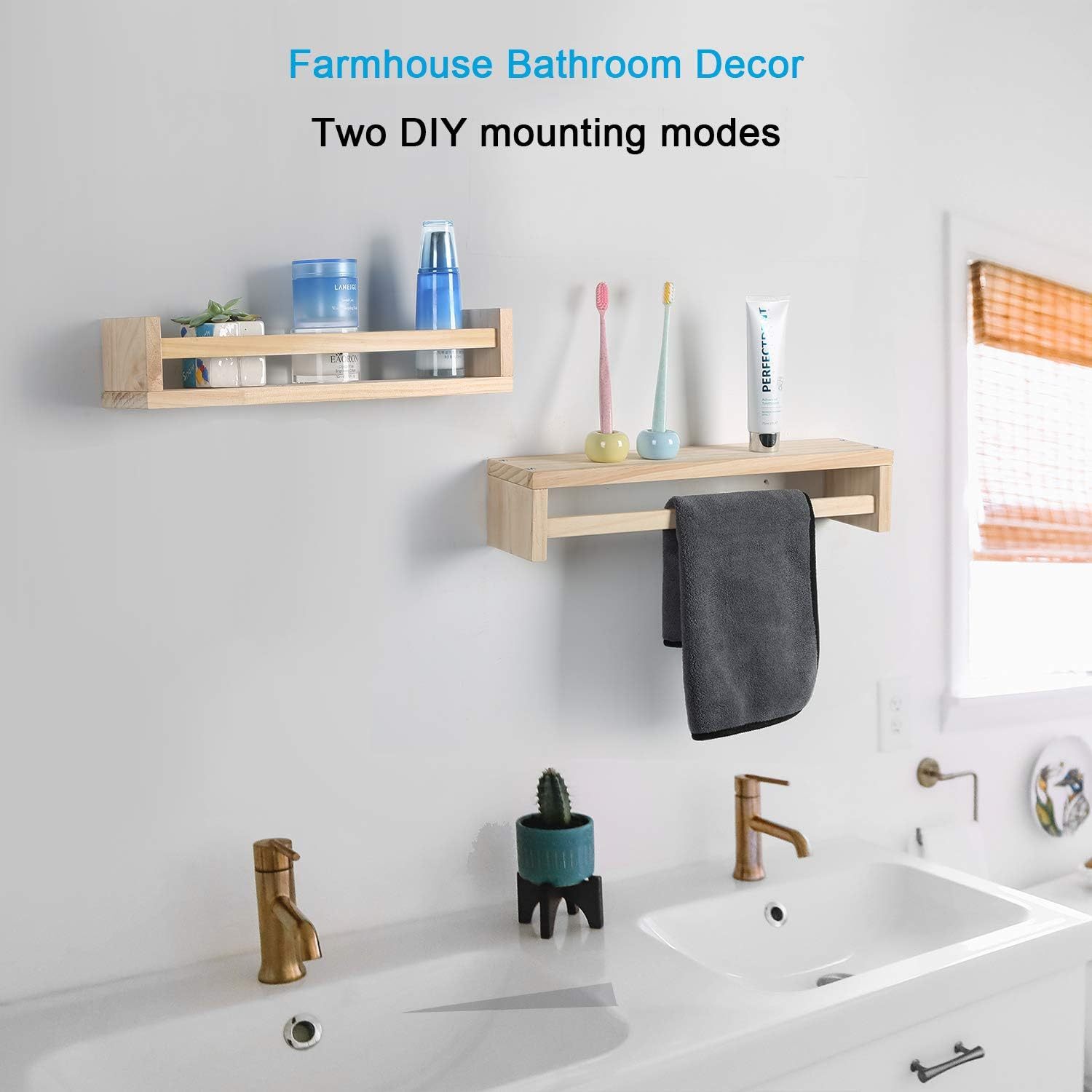 Floating Wall Magazine Rack in Wood 2