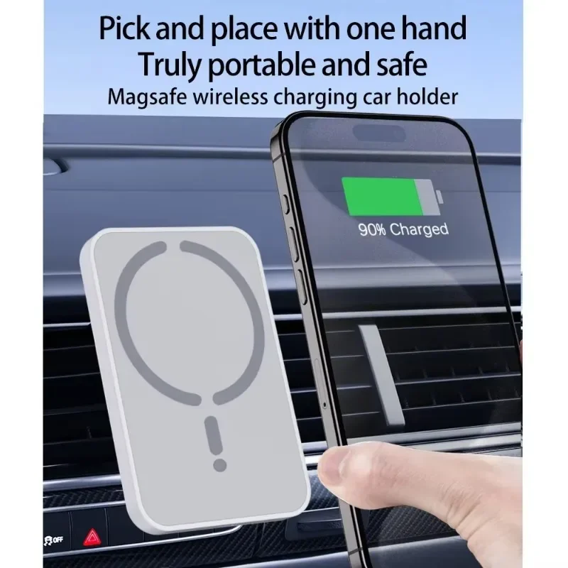 Magnetisches Kabelloses Auto-Ladegerät mit Lüftungsclip und Handyhalterung für 3