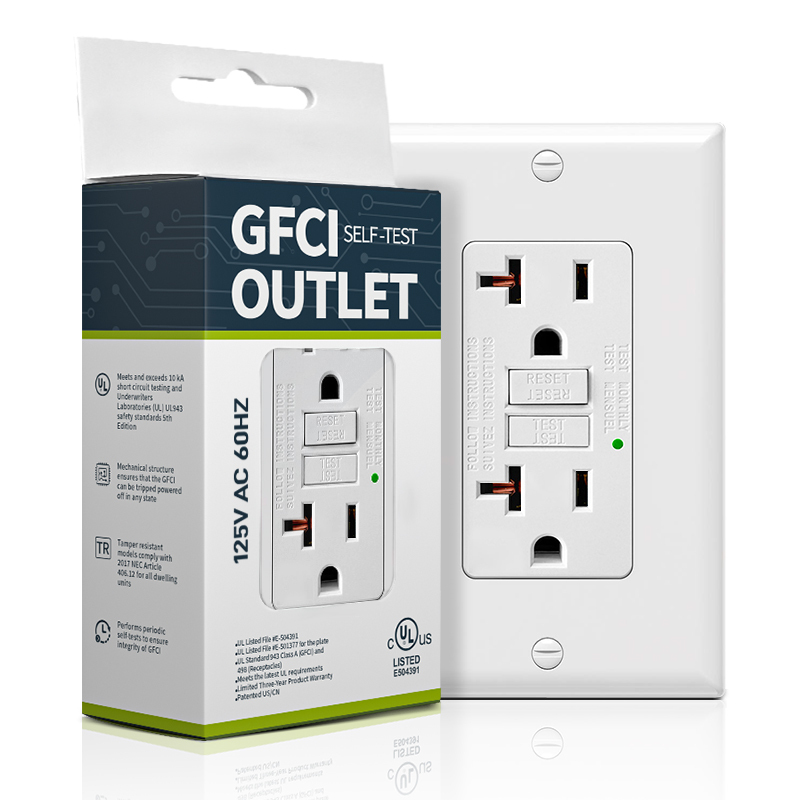 20A GFCI Outlet with LED Indicator