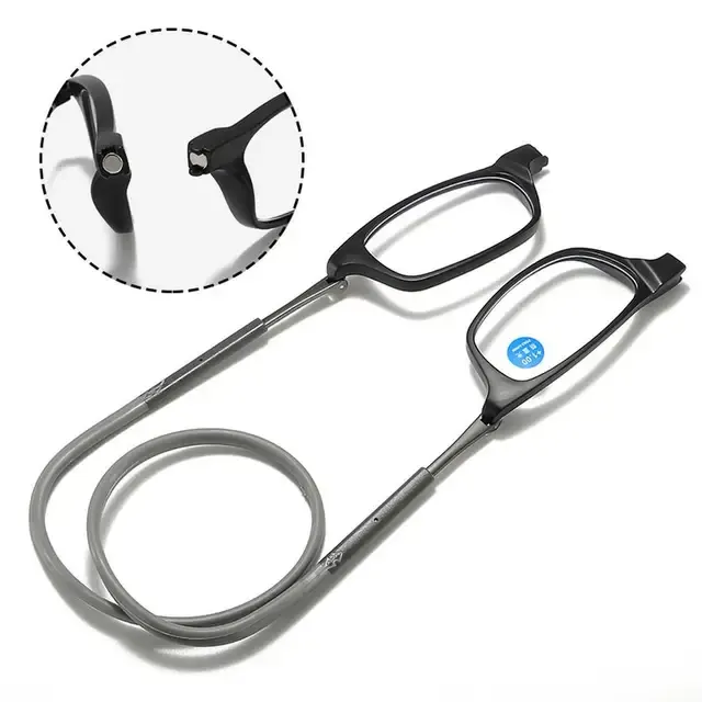 KLASSNUM Magnetische Hals-Lesebrille Blaulichtfilter Tragbare Vergrößerungslinse Anti-Verlust-Brille +1+1.5+2.0+2.5+3.0 4