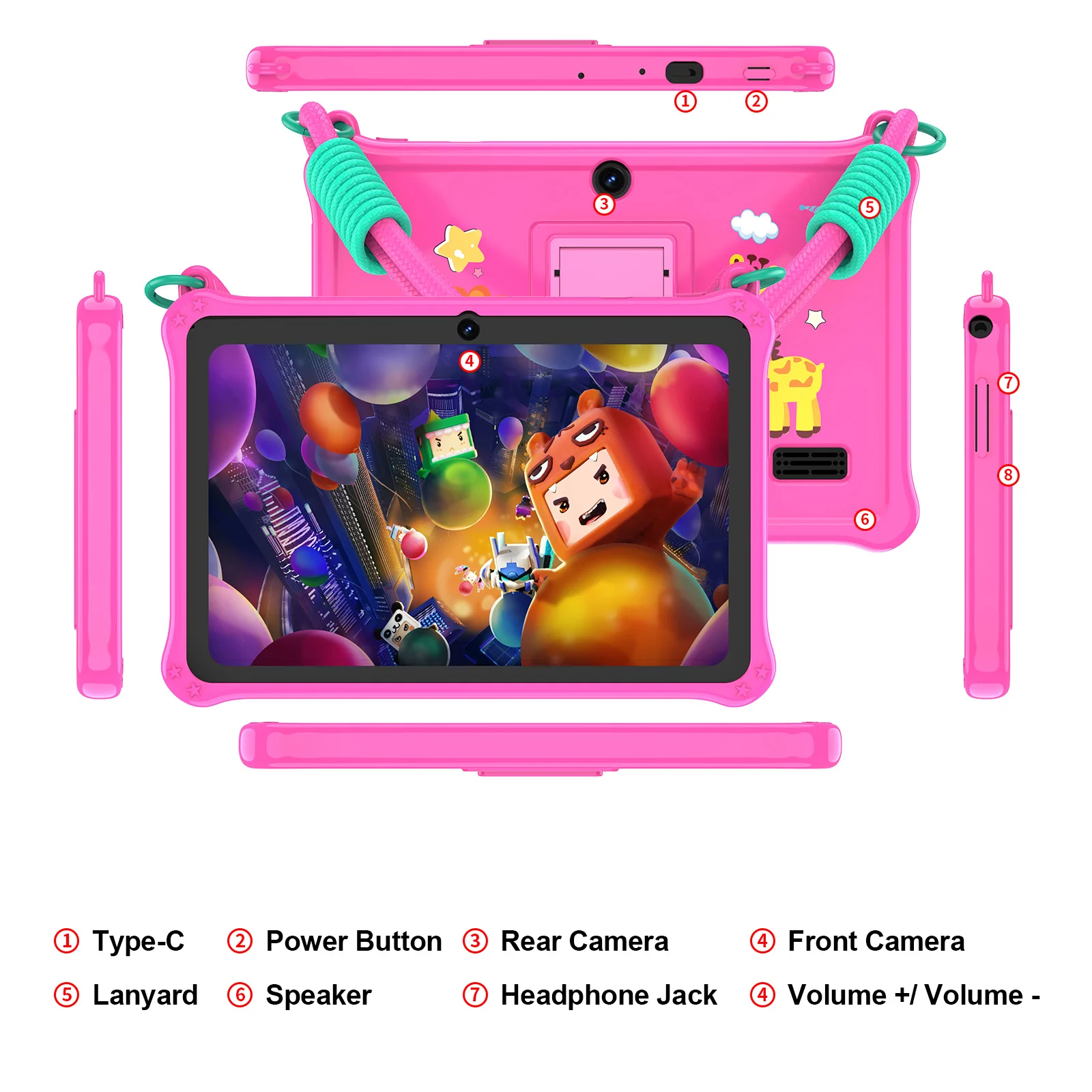 PRITOM 7 Zoll Kinder-Tablet Quad-Core Android 13 32GB 2
