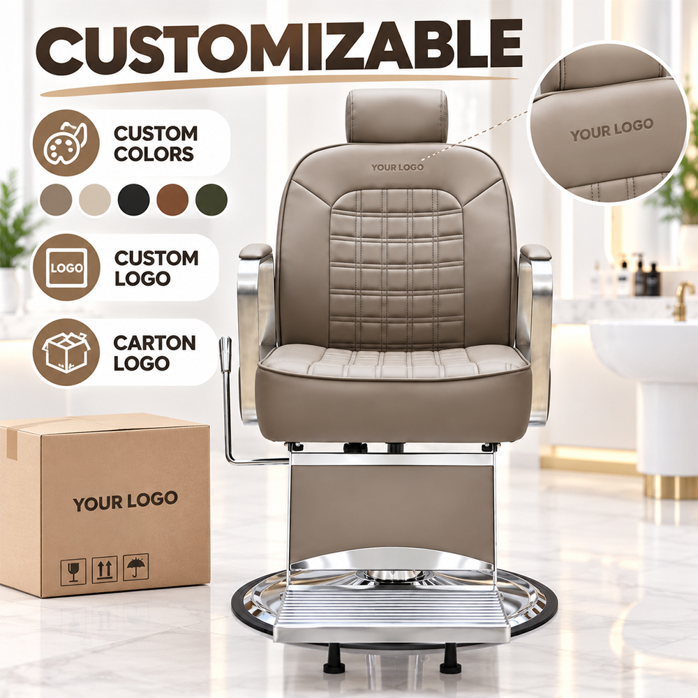 Reclining Hydraulic Barber Chair With Headrest 3