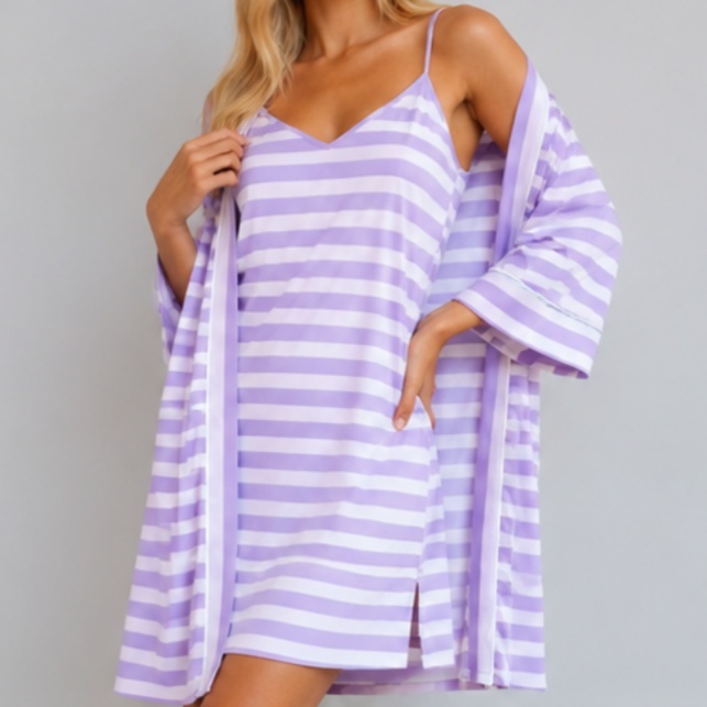 Two-Piece Ice Silk Satin Nightgown Set