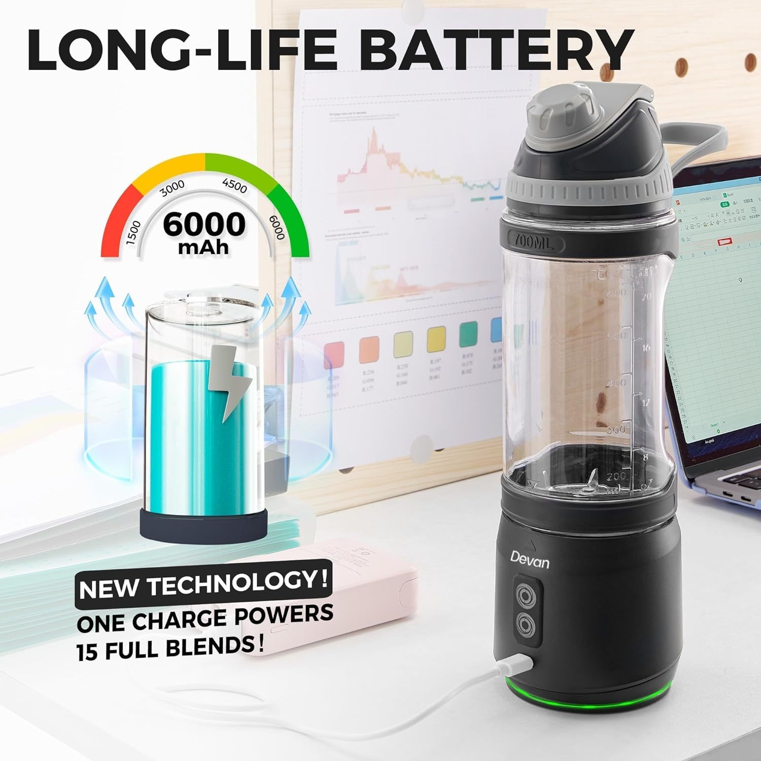 Rechargeable Stainless Steel Smoothie Blender 3