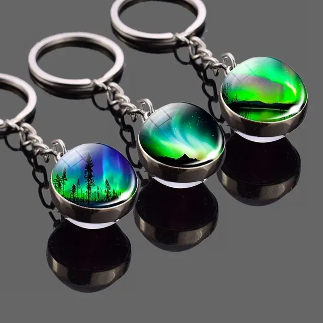 Northern Lights Glass Ball Keychain 2