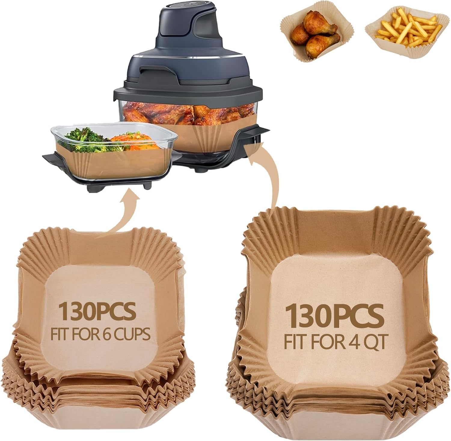 Disposable Baking Paper Air Fryer Liners 50 Pieces