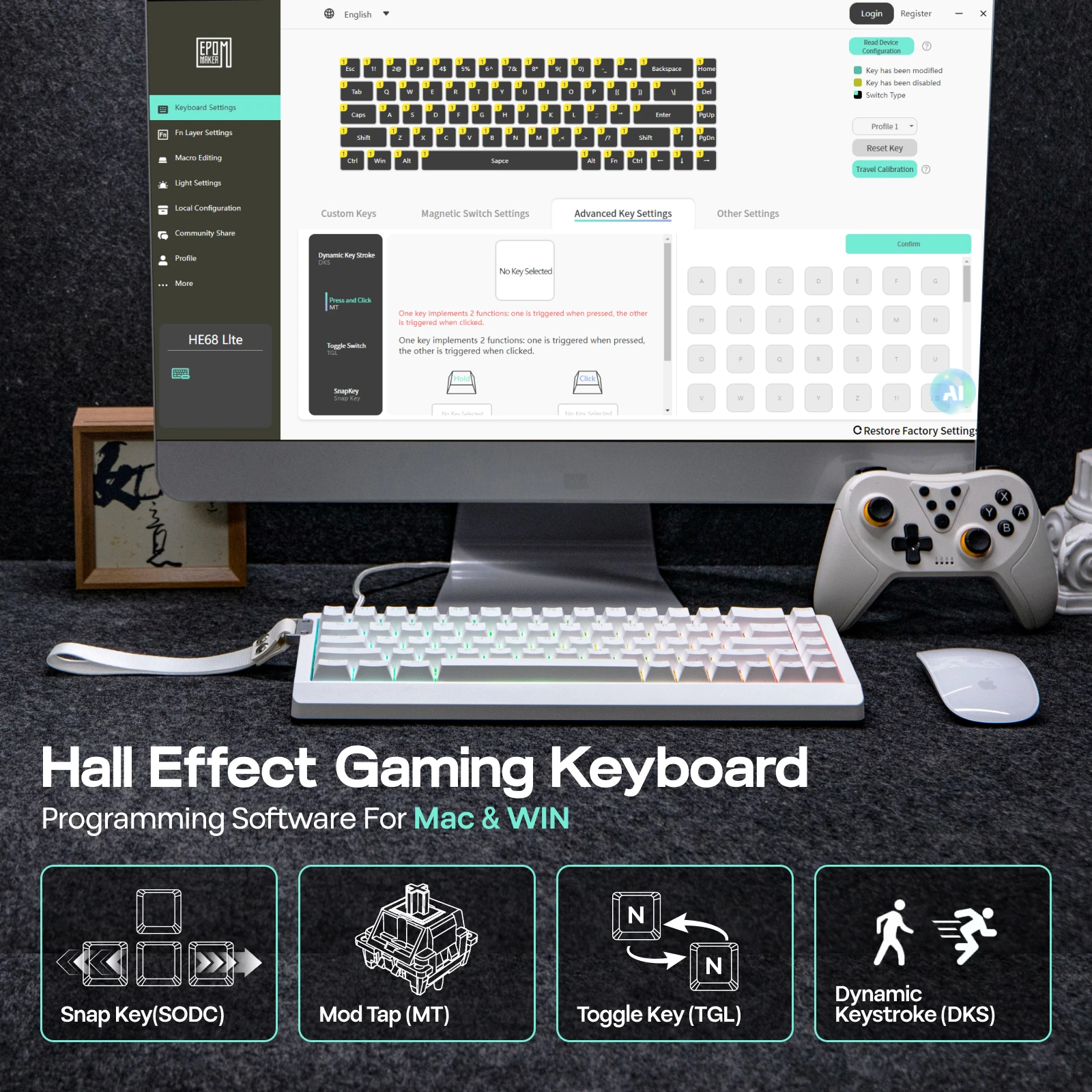 EPOMAKER HE68 Lite 65 % ANSI US-Layout auf 4