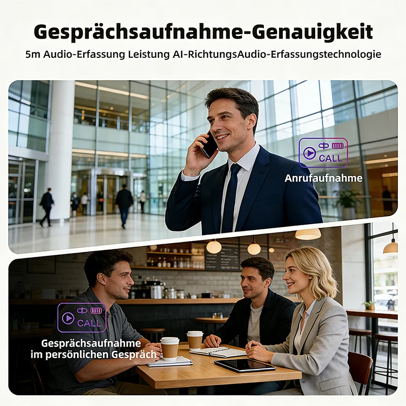 Hganus Tragbarer KI-Sprachrekorder mit App-Steuerung 64 GB Speicher 4