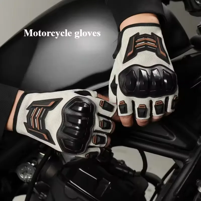 Atmungsaktive Motorradhandschuhe Halber Finger Verschleißfest Rutschfest Racing für 2