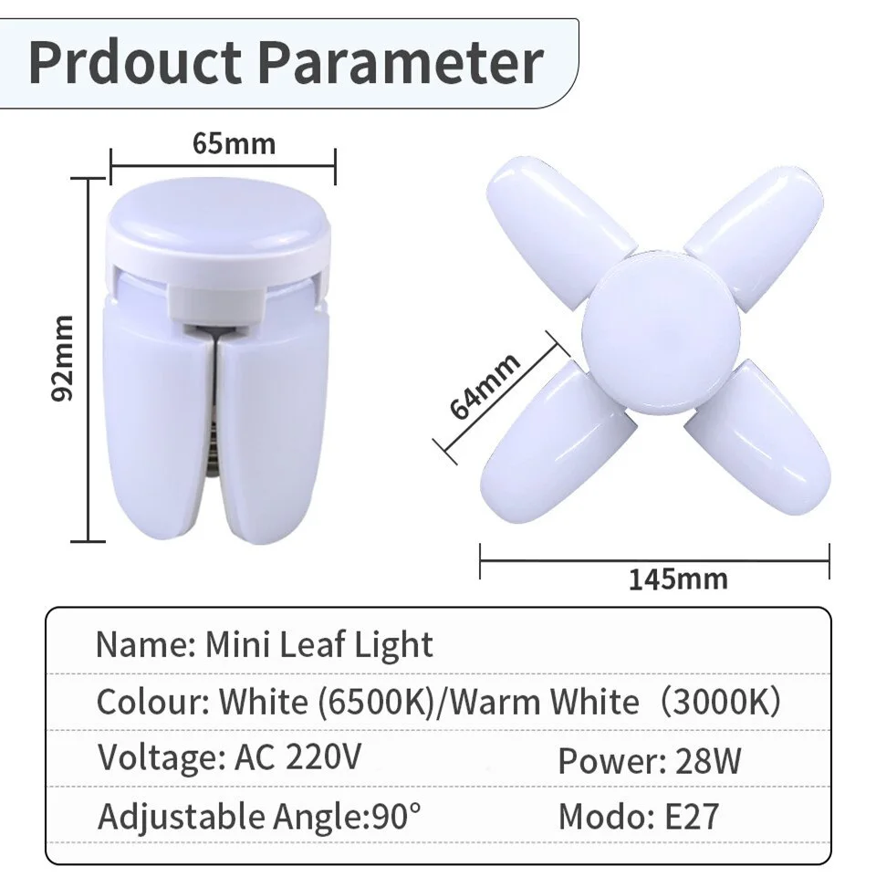 E27 Faltbare Fächerförmige LED-Lampe 220 V 110 40 4